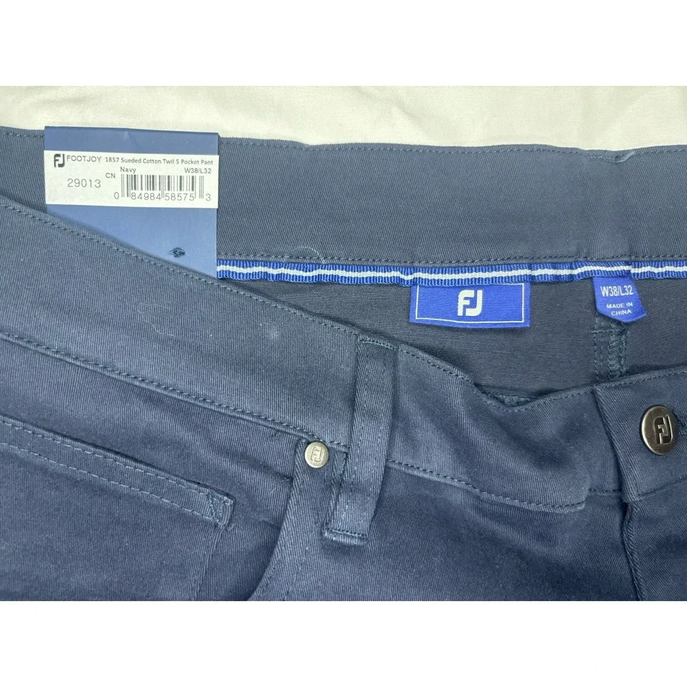 FootJoy Men's 38x32 Sueded Cotton Twill Stretch‎ 5-Pockets Navy Blue Pants NWT
